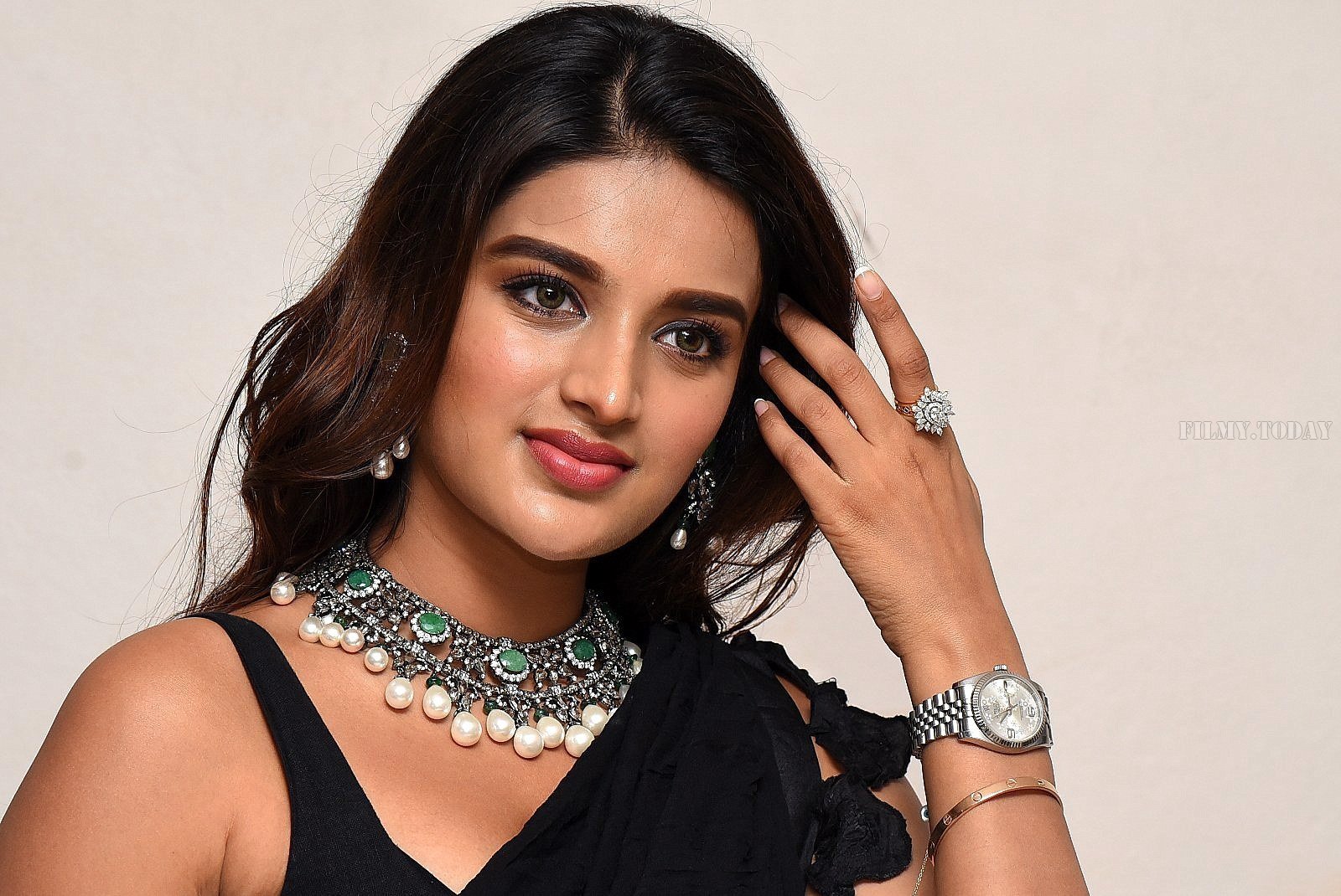 In Pics: Nidhhi Agerwal In Black Saree At Ismart Shankar Pre Release Event | Picture 1662734